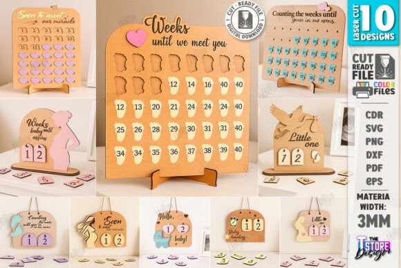 Download Pregnancy Baby Weeks Countdown Laser Set - Countdown Collection
