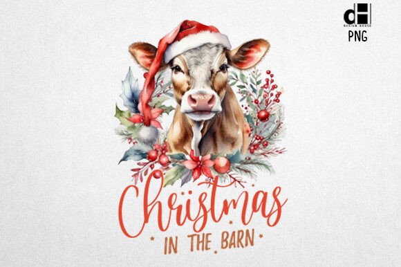 Download Vintage Christmas Farm Cow Sublimation - Premium Resources